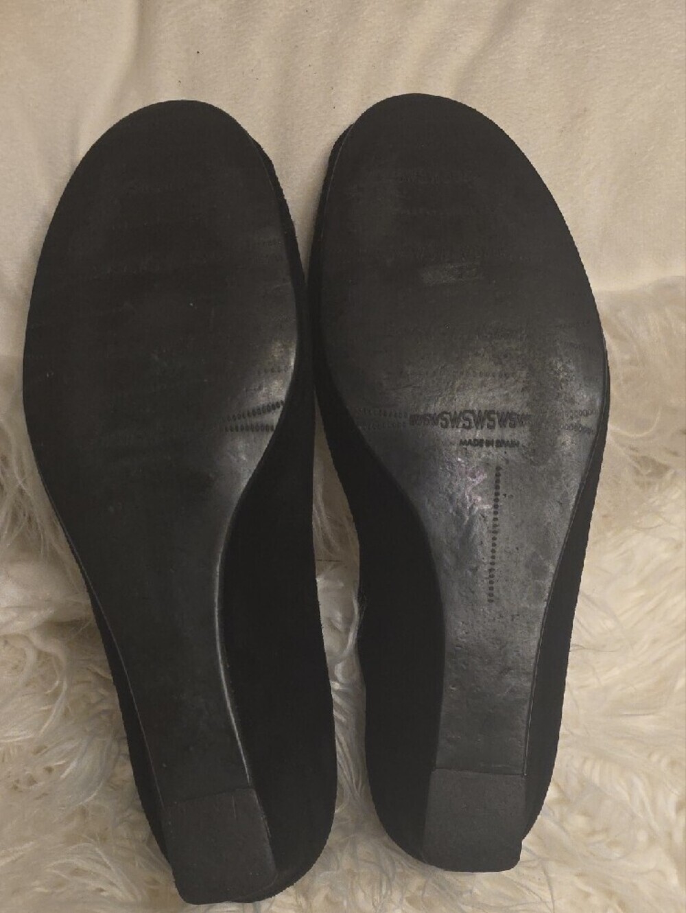 Stuart Weitzman Black Suede Wedge Ballet Flats with Silver Buckle Detail 8.5 - Picture 9 of 11